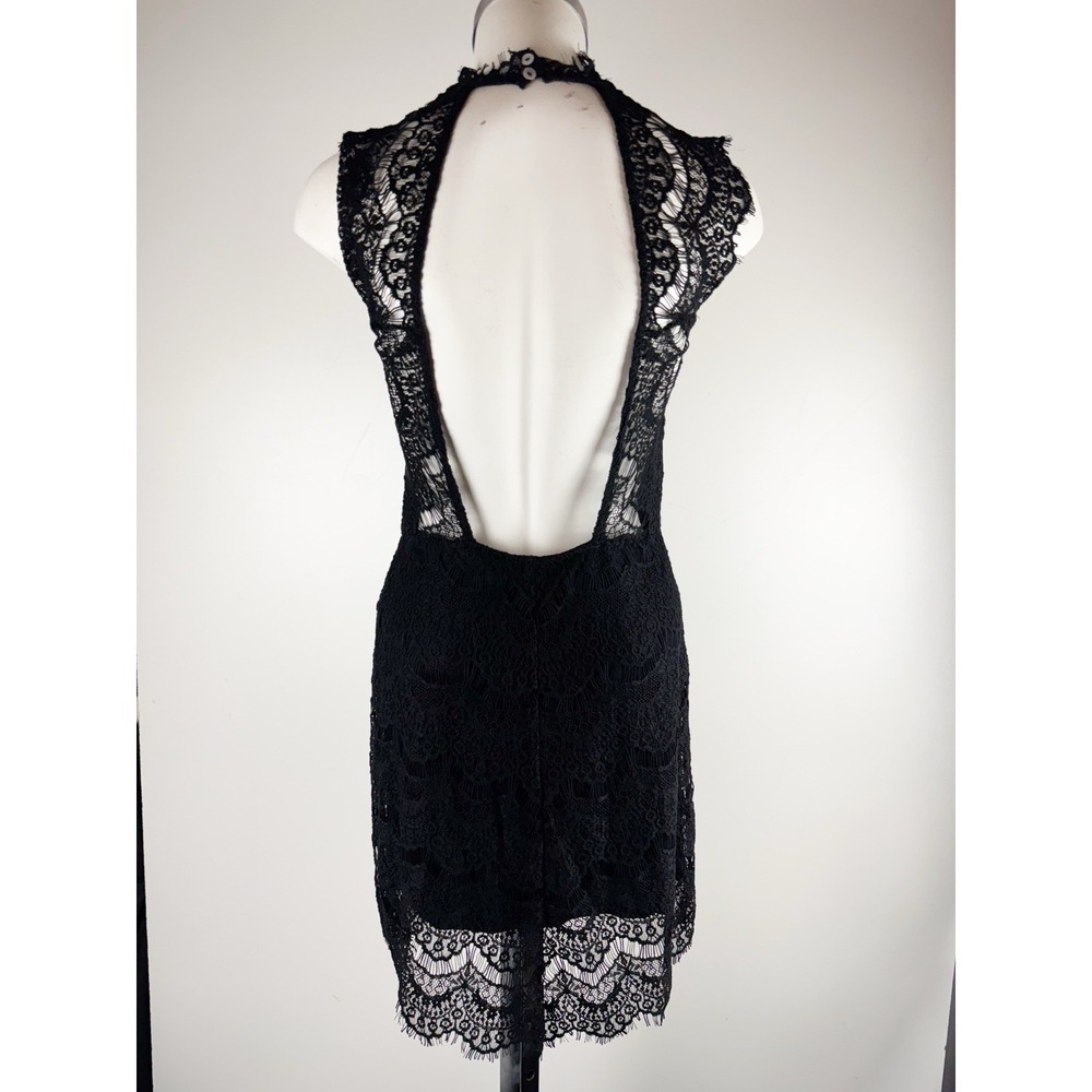Free People Daydream Lace Slip Dress Black Open Back Sz S Cocktail Romantic Goth - Picture 4 of 5